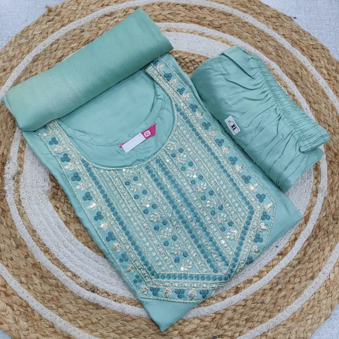 Premium Rayon Straight Top Bottom Dupatta Set | TS3379